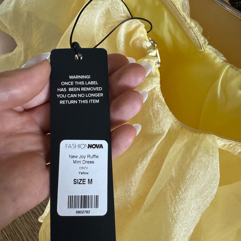 Yellow Ruffle Mini Dress - Picture 5 of 5